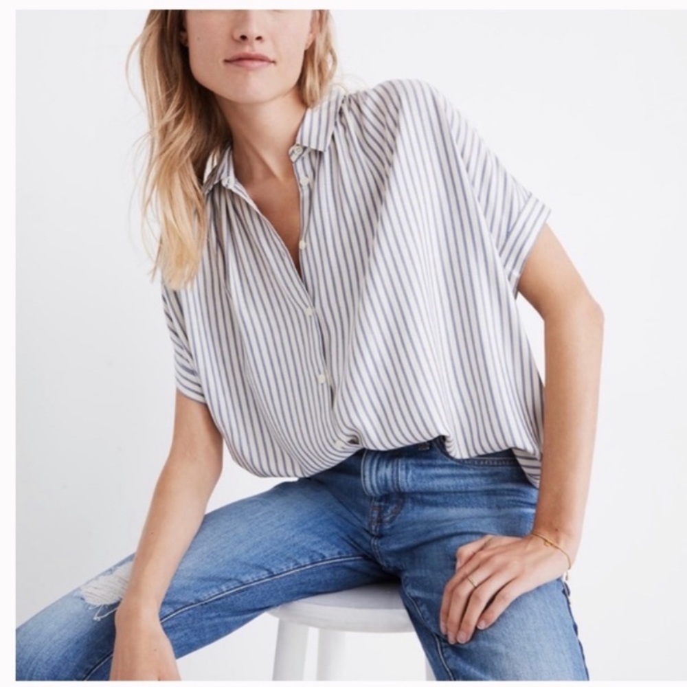 Madewell Central Shirt in Dalton Stripe | Short Sleeved Button Down